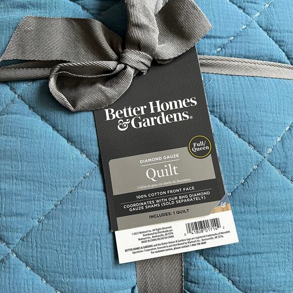 Better Homes & Gardens Blue Diamond Gauze Quilt, Full/Queen - Picture 12 of 14